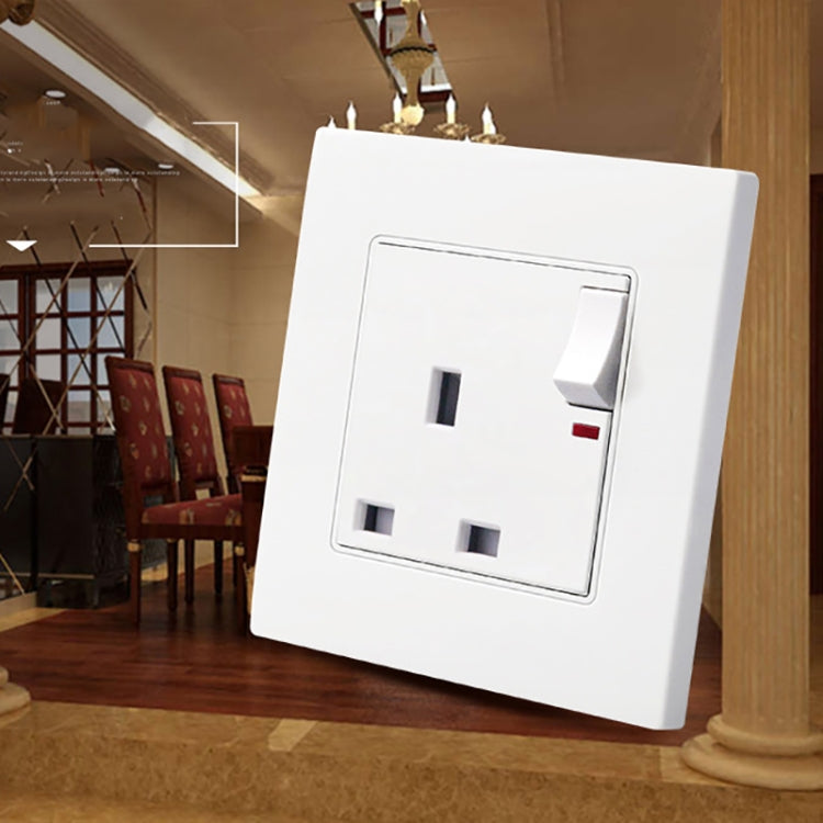 86 Type PC 13A Three Hole Power Socket with Light Switch, UK Plug -  by buy2fix | Online Shopping UK | buy2fix