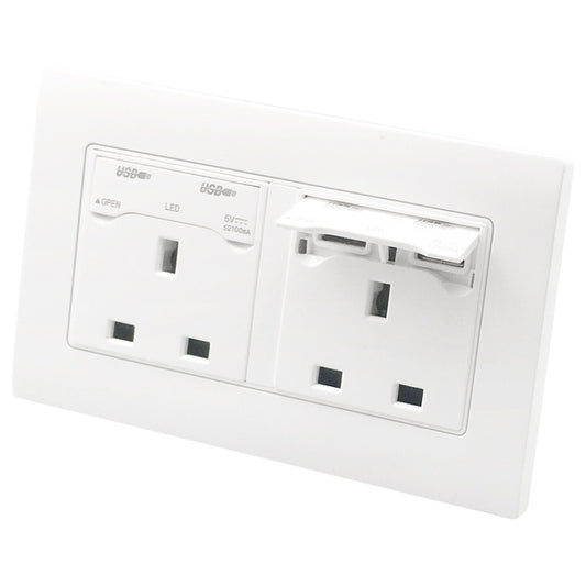 86 Type Three Hole USB Power Socket, UK Plug -  by buy2fix | Online Shopping UK | buy2fix