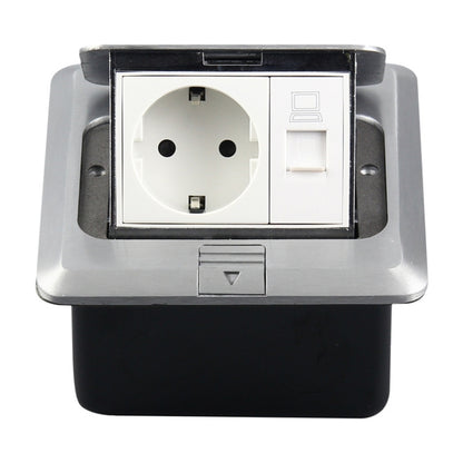 Hidden Pop-up Aluminum Alloy Computer Floor Socket with Cover Bottom Box, EU Plug -  by buy2fix | Online Shopping UK | buy2fix