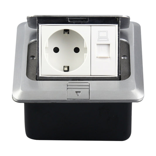 Hidden Pop-up Aluminum Alloy Computer Floor Socket with Cover Bottom Box, EU Plug -  by buy2fix | Online Shopping UK | buy2fix