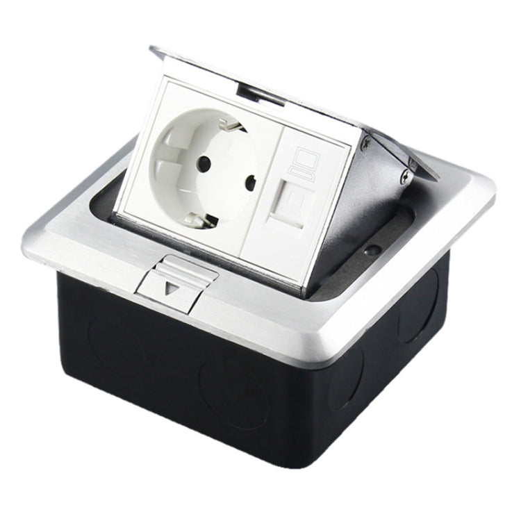 Hidden Pop-up Aluminum Alloy Computer Floor Socket with Cover Bottom Box, EU Plug -  by buy2fix | Online Shopping UK | buy2fix