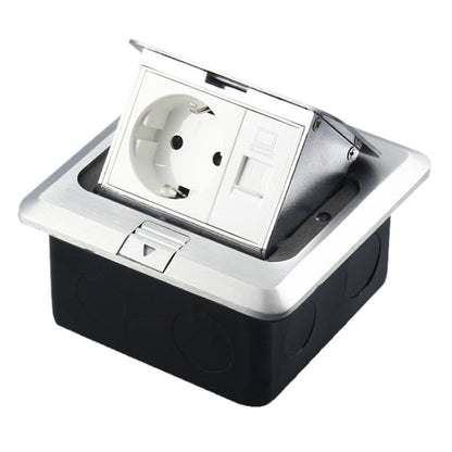 Hidden Pop-up Aluminum Alloy Computer Floor Socket with Cover Bottom Box, EU Plug -  by buy2fix | Online Shopping UK | buy2fix