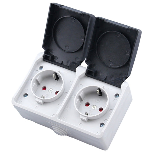 IP44 Waterproof Double-connection Socket with Cover, EU Plug -  by buy2fix | Online Shopping UK | buy2fix