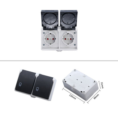 IP44 Waterproof Double-connection Socket with Cover, EU Plug -  by buy2fix | Online Shopping UK | buy2fix