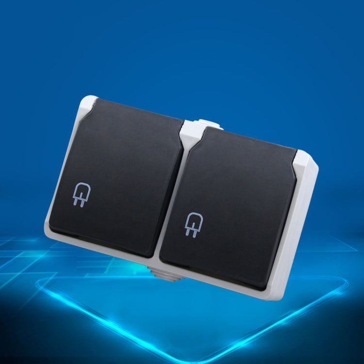 IP44 Waterproof Double-connection Socket with Cover, EU Plug -  by buy2fix | Online Shopping UK | buy2fix
