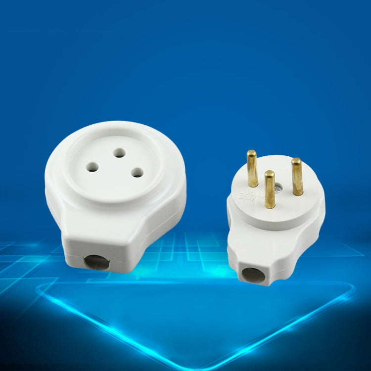 Pair Israel 16A Cylindrical Male Female Butt Joint Tripolar Power Plug - Plug Adaptor by buy2fix | Online Shopping UK | buy2fix