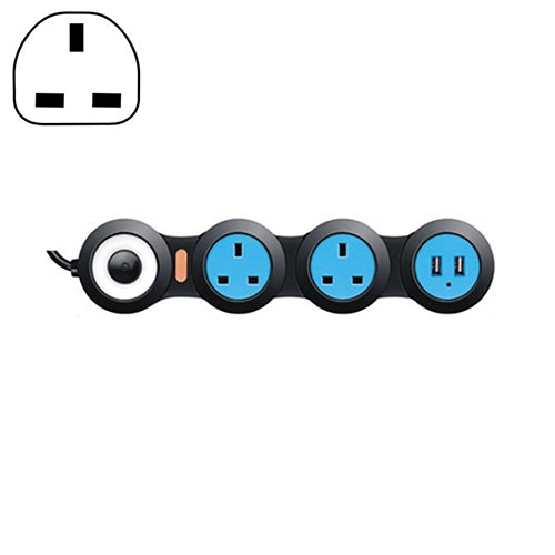 Charging Plug-in Wiring Board Creative Rotary Towline Board 13A Deformed Socket with USB, UK Plug, 3-Bit Socket(Black) - Extension Socket by buy2fix | Online Shopping UK | buy2fix