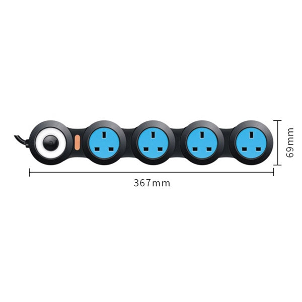 Charging Plug-in Wiring Board Creative Rotary Towline Board 13A Deformed Socket, UK Plug, 4-Bit Socket(Black) - Extension Socket by buy2fix | Online Shopping UK | buy2fix