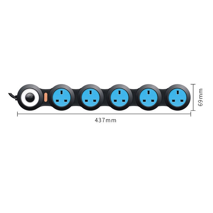 Charging Plug-in Wiring Board Creative Rotary Towline Board 13A Deformed Socket, UK Plug, 5-Bit Socket(Black) - Extension Socket by buy2fix | Online Shopping UK | buy2fix