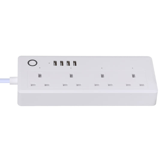4 x USB Ports + 4 x UK Plug Jack 13A Max Output WiFi Remote Control Smart Power Socket Works with Alexa & Google Home, AC 100-240V, UK Plug - Smart Socket by buy2fix | Online Shopping UK | buy2fix