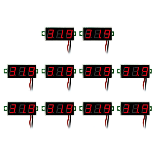 10 PCS 0.28 inch 2 Wires Adjustable Digital Voltage Meter, Color Light Display, Measure Voltage: DC 2.5-30V (Red) - Current & Voltage Tester by buy2fix | Online Shopping UK | buy2fix