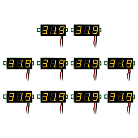 10 PCS 0.28 inch 2 Wires Adjustable Digital Voltage Meter, Color Light Display, Measure Voltage: DC 2.5-30V (Yellow) - Current & Voltage Tester by buy2fix | Online Shopping UK | buy2fix