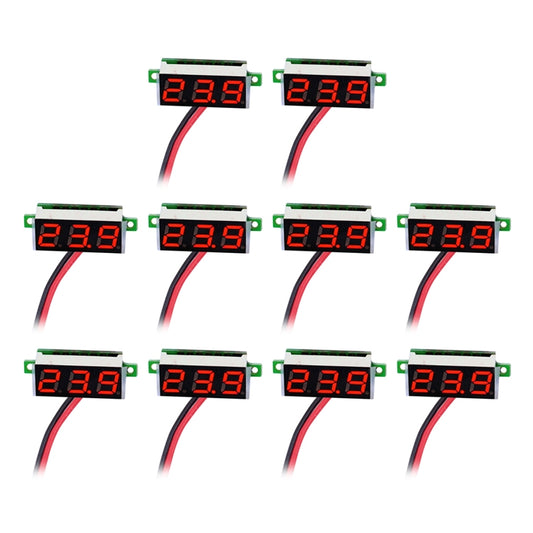 10 PCS 0.36 inch 2 Wires Digital Voltage Meter, Color Light Display, Measure Voltage: DC 2.5-30V (Red) - Current & Voltage Tester by buy2fix | Online Shopping UK | buy2fix