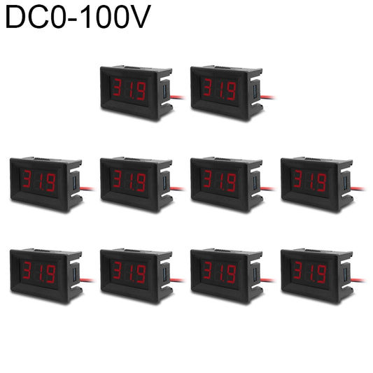 10 PCS 0.36 inch 3 Wires Digital Voltage Meter with Shell, Color Light Display, Measure Voltage: DC 0-100V (Red) - Current & Voltage Tester by buy2fix | Online Shopping UK | buy2fix