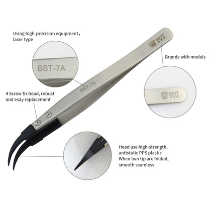 BEST BST-7A  Curved Head Tweezers for Mobile Phone / Computer Repair - Tweezers by BEST | Online Shopping UK | buy2fix