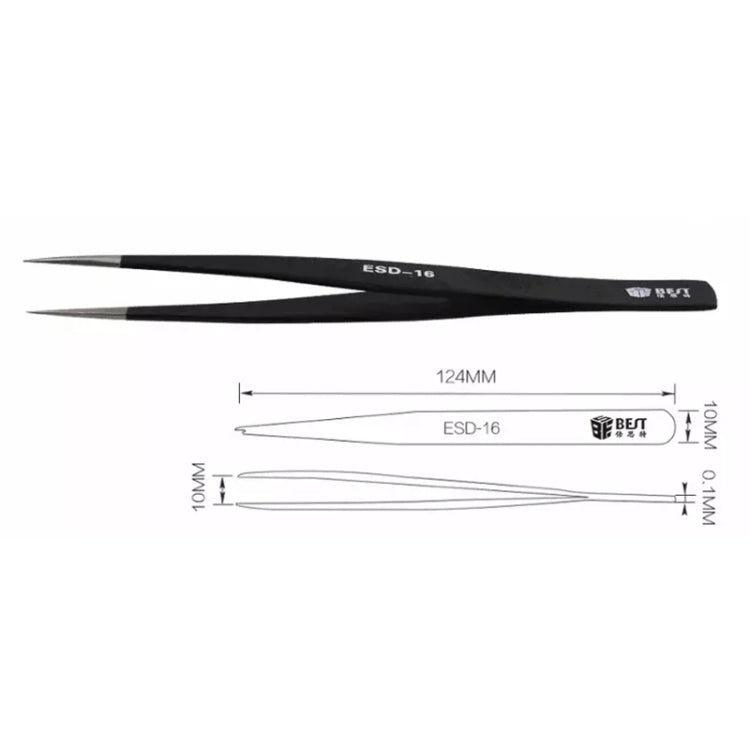 BEST BST-16 Precision Anti-static ESD Stainless Steel Tweezers - Tweezers by BEST | Online Shopping UK | buy2fix
