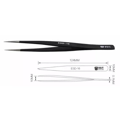 BEST BST-16 Precision Anti-static ESD Stainless Steel Tweezers - Tweezers by BEST | Online Shopping UK | buy2fix