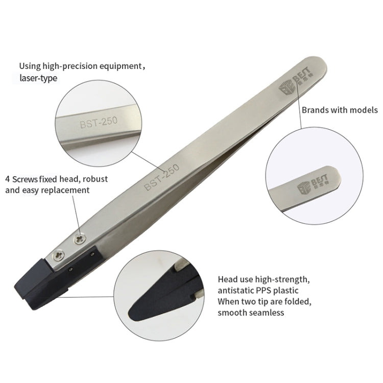 BEST BST-250  Stainless Steel Snti Static Tweezer - Tweezers by BEST | Online Shopping UK | buy2fix
