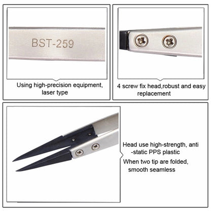 BEST BST-259 Stainless Steel Snti Static Tweezer - Tweezers by BEST | Online Shopping UK | buy2fix