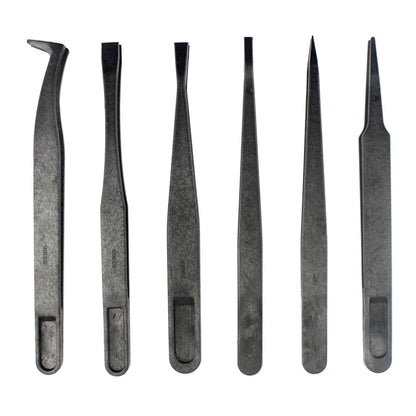JF-S6in1 6 in 1 Anti-static Carbon Fiber Straight and Curved Tip Tweezers(Black) - Tweezers by JIAFA | Online Shopping UK | buy2fix