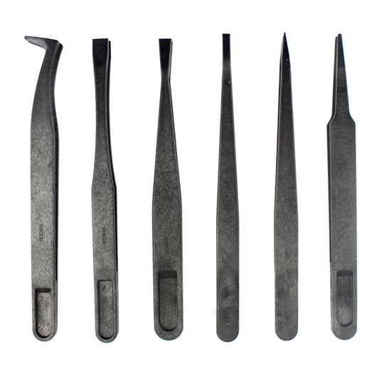 JF-S6in1 6 in 1 Anti-static Carbon Fiber Straight and Curved Tip Tweezers(Black) - Tweezers by JIAFA | Online Shopping UK | buy2fix