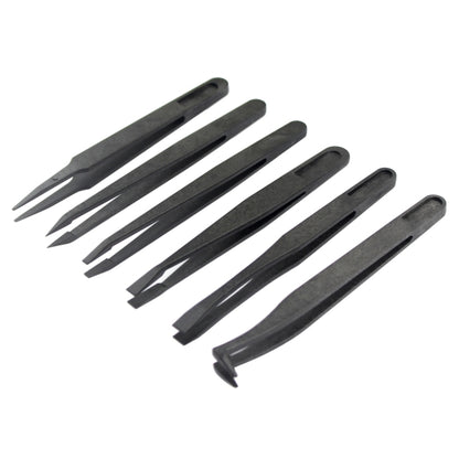 JF-S6in1 6 in 1 Anti-static Carbon Fiber Straight and Curved Tip Tweezers(Black) - Tweezers by JIAFA | Online Shopping UK | buy2fix