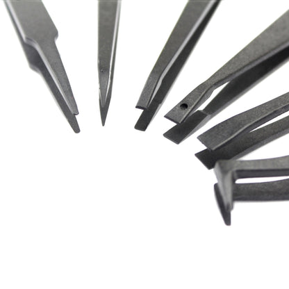 JF-S6in1 6 in 1 Anti-static Carbon Fiber Straight and Curved Tip Tweezers(Black) - Tweezers by JIAFA | Online Shopping UK | buy2fix