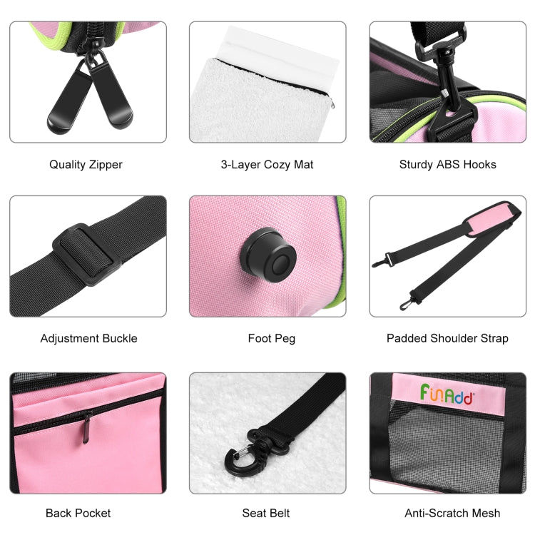 FUNADD Pet Travel Carrier Bag Shoulder Foldable Tote Bag(Pink) - Pet Storages & Bags by FunAdd | Online Shopping UK | buy2fix