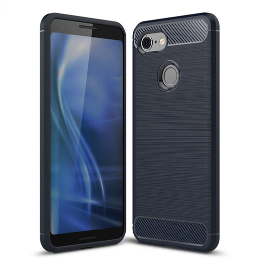 Brushed Texture Carbon Fiber Shockproof TPU Case for Google Pixel 3(Navy Blue) - Google Cases by buy2fix | Online Shopping UK | buy2fix