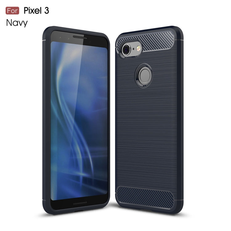Brushed Texture Carbon Fiber Shockproof TPU Case for Google Pixel 3(Navy Blue) - Google Cases by buy2fix | Online Shopping UK | buy2fix