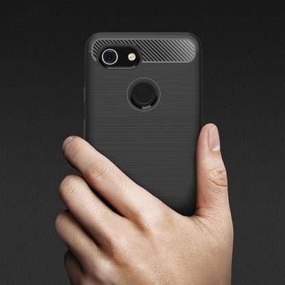 Brushed Texture Carbon Fiber Shockproof TPU Case for Google Pixel 3(Navy Blue) - Google Cases by buy2fix | Online Shopping UK | buy2fix