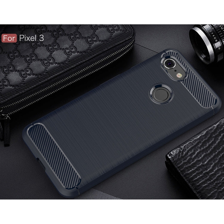 Brushed Texture Carbon Fiber Shockproof TPU Case for Google Pixel 3(Navy Blue) - Google Cases by buy2fix | Online Shopping UK | buy2fix