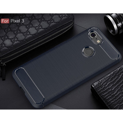 Brushed Texture Carbon Fiber Shockproof TPU Case for Google Pixel 3(Navy Blue) - Google Cases by buy2fix | Online Shopping UK | buy2fix
