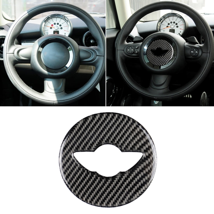 Car Steering Wheel Logo R Chassis Carbon Fiber Decorative Sticker for BMW MINI R55 / R56 / Countryman R60 / Paceman R61 by buy2fix
