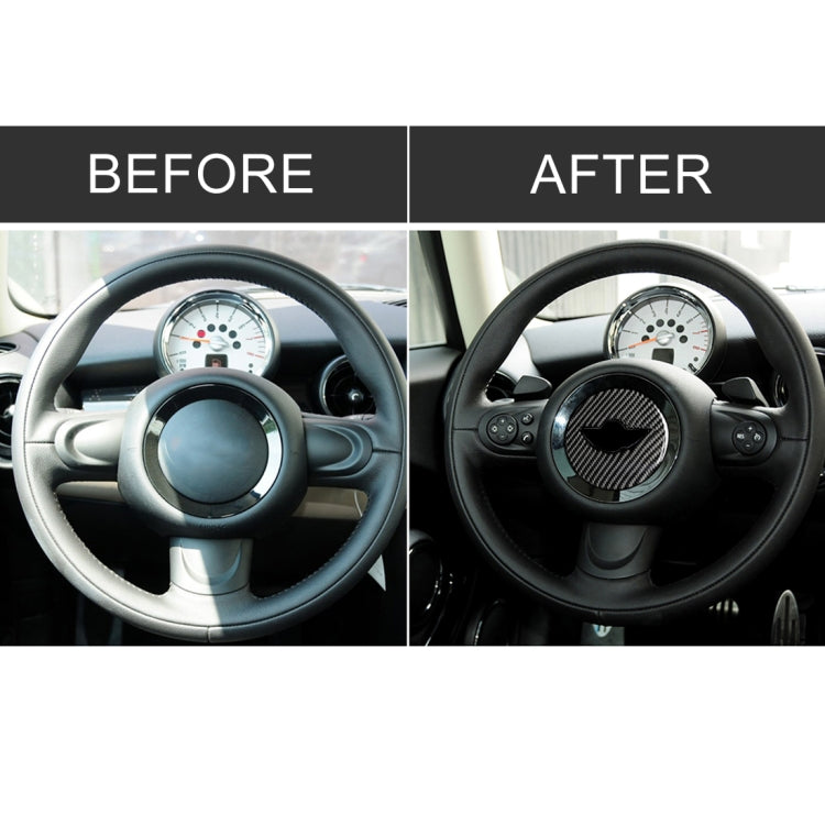 Car Steering Wheel F Chassis Logo Carbon Fiber Decorative Sticker for BMW Mini Cooper F55 / F56 / F60 / Countryman F60 by buy2fix