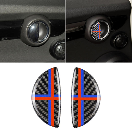 2 PCS Red Blue Color R / F Universal Car Door Handle Carbon Fiber Decorative Sticker for BMW Mini R55 / R56 / R60 / R61 / F55 / F54 / F60