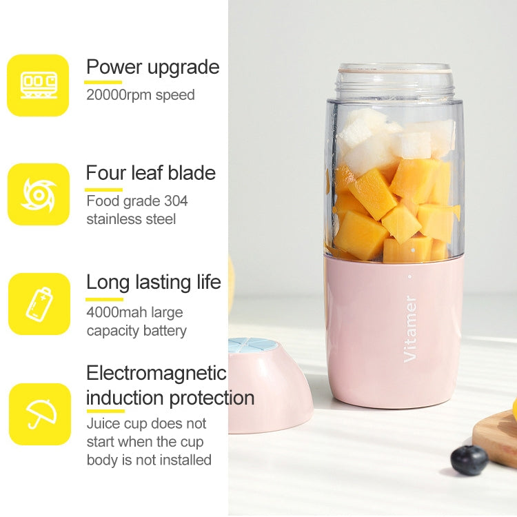Vitamer USB Mini Portable Juicer Juice Blender Lemon Fruit Squeezers Reamers Bottle (Blue) - Electric juicers by buy2fix | Online Shopping UK | buy2fix