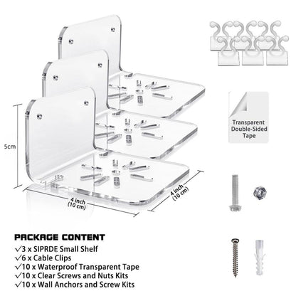 YX006 3 / Pack Acrylic Wall Hanger Holder - Shelf & Hooks by buy2fix | Online Shopping UK | buy2fix