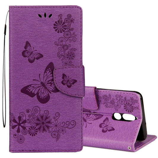 For Huawei  Mate 10 Lite Vintage Embossed Floral Butterfly Pattern Horizontal Flip Leather Case with Card Slot & Holder & Wallet & Lanyard (Purple) - Huawei Cases by buy2fix | Online Shopping UK | buy2fix