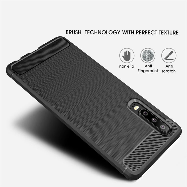 Brushed Texture Carbon Fiber Shockproof TPU Case for Huawei P30 (Black) - Huawei Cases by buy2fix | Online Shopping UK | buy2fix