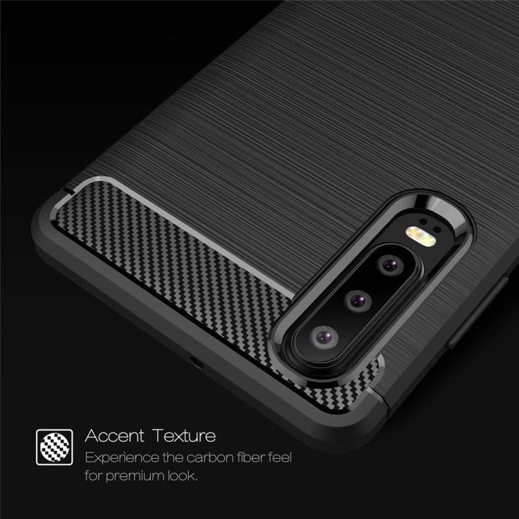 Brushed Texture Carbon Fiber Shockproof TPU Case for Huawei P30 (Black) - Huawei Cases by buy2fix | Online Shopping UK | buy2fix