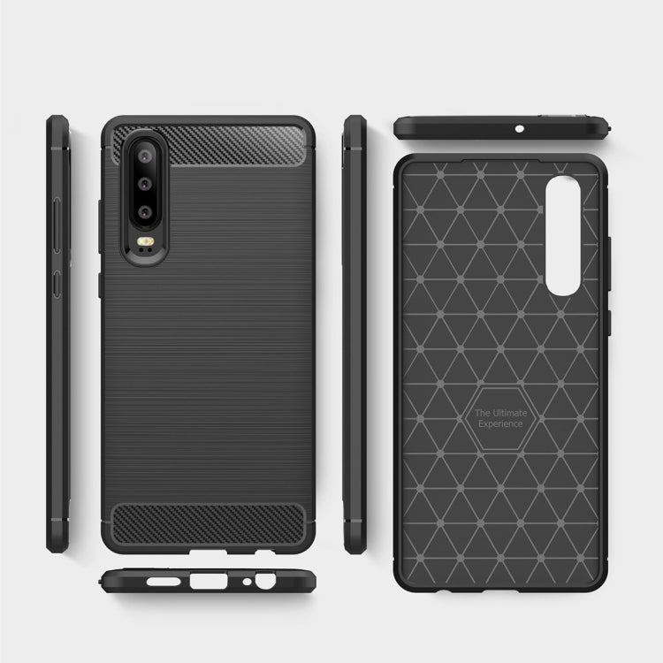 Brushed Texture Carbon Fiber Shockproof TPU Case for Huawei P30 (Black) - Huawei Cases by buy2fix | Online Shopping UK | buy2fix