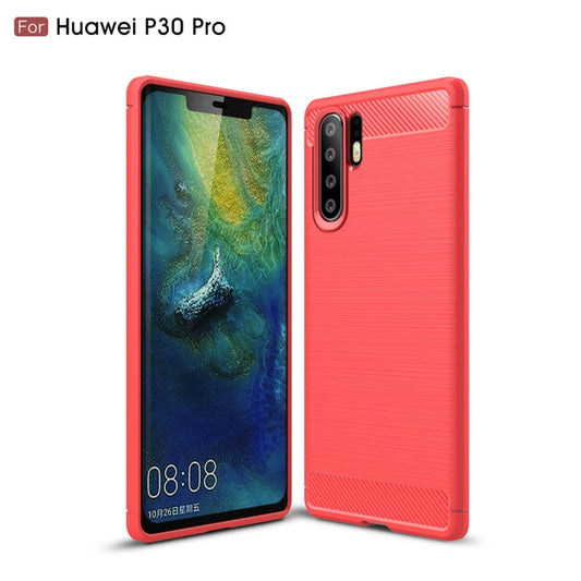 Brushed Texture Carbon Fiber Shockproof TPU Case for Huawei P30 Pro (Red) - Huawei Cases by buy2fix | Online Shopping UK | buy2fix