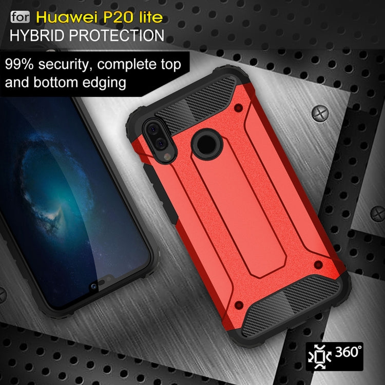 For Huawei  P20 Lite Full-body Rugged TPU + PC Combination Back Cover Case (Red) - Huawei Cases by buy2fix | Online Shopping UK | buy2fix