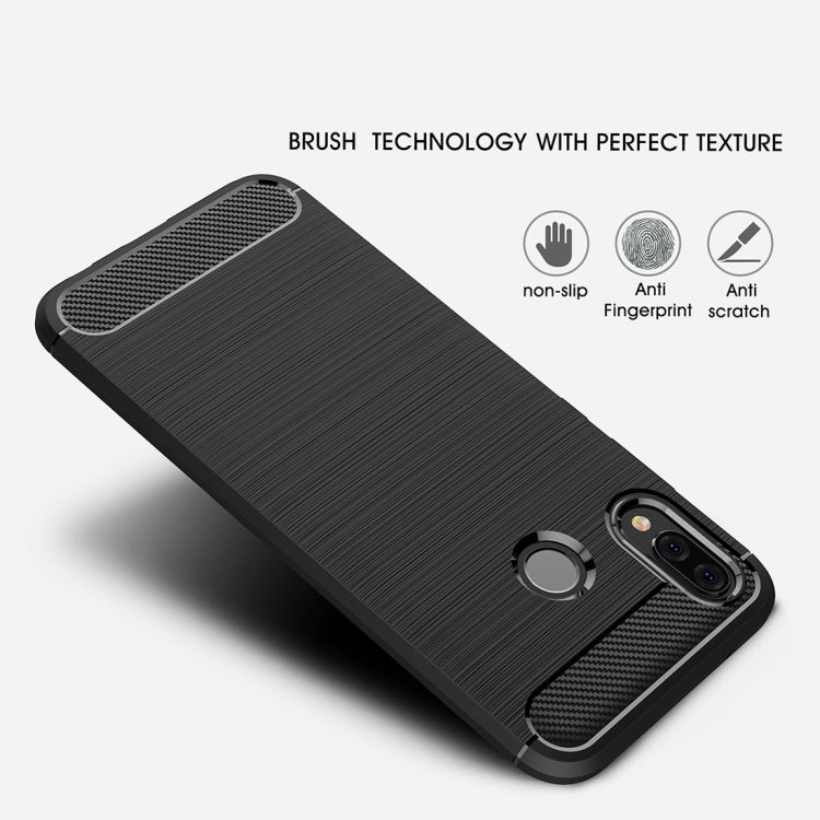 For Huawei  P20 Lite Brushed Texture Carbon Fiber Shockproof TPU Protective Back Case (Black) - Huawei Cases by buy2fix | Online Shopping UK | buy2fix