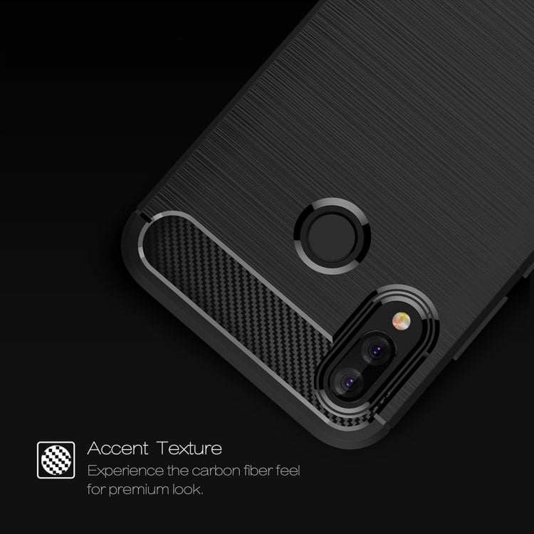 For Huawei  P20 Lite Brushed Texture Carbon Fiber Shockproof TPU Protective Back Case (Black) - Huawei Cases by buy2fix | Online Shopping UK | buy2fix