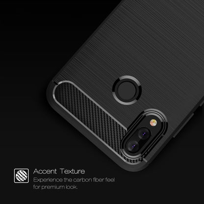 For Huawei  P20 Lite Brushed Texture Carbon Fiber Shockproof TPU Protective Back Case (Black) - Huawei Cases by buy2fix | Online Shopping UK | buy2fix