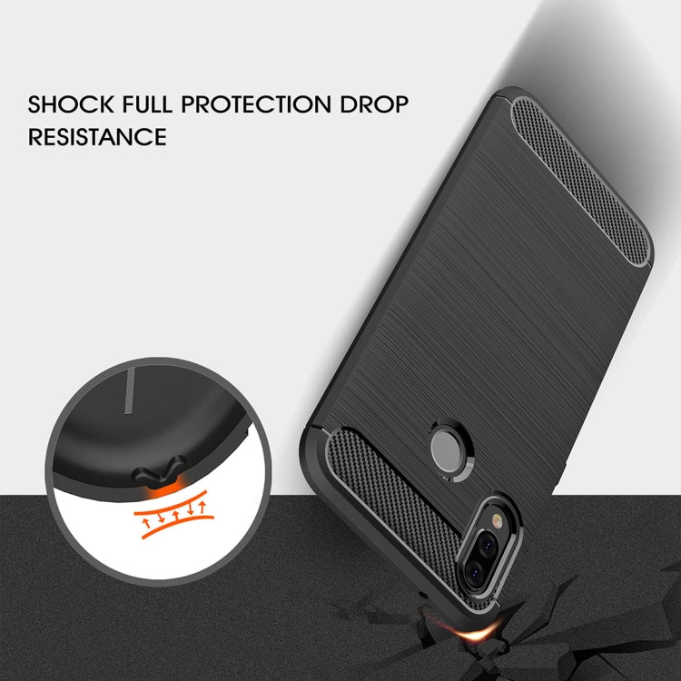 For Huawei  P20 Lite Brushed Texture Carbon Fiber Shockproof TPU Protective Back Case (Black) - Huawei Cases by buy2fix | Online Shopping UK | buy2fix