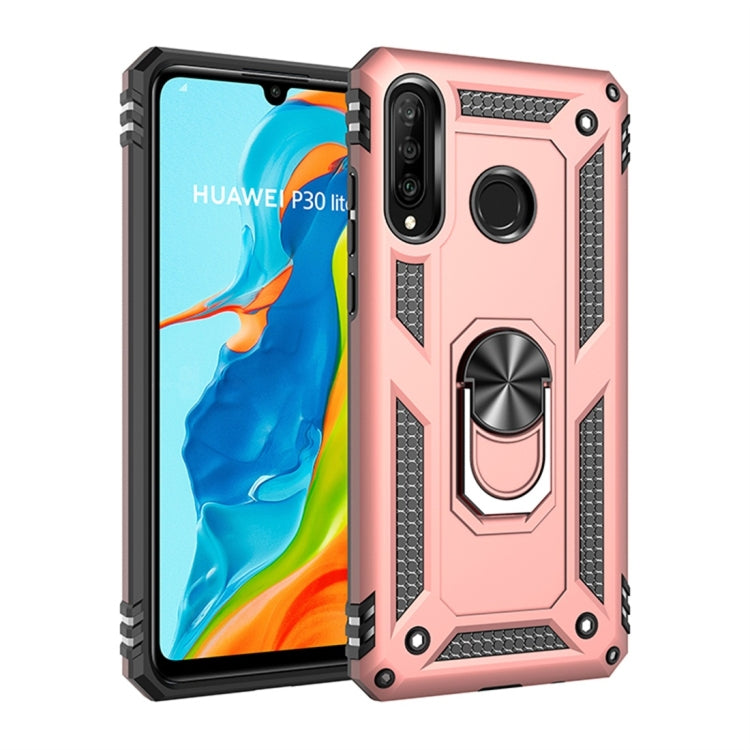 Armor Shockproof TPU + PC Protective Case for Huawei P30 Lite, with 360 Degree Rotation Holder (Rose Gold) - Mobile Accessories by buy2fix | Online Shopping UK | buy2fix