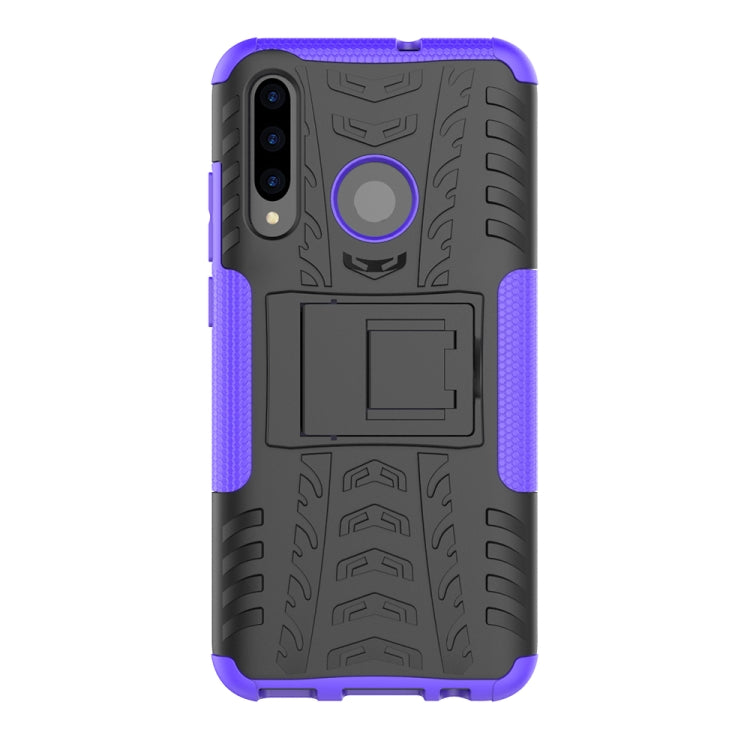 Tire Texture TPU+PC Shockproof Case for Huawei P Smart+ 2019, with Holder (Purple) - Huawei Cases by buy2fix | Online Shopping UK | buy2fix